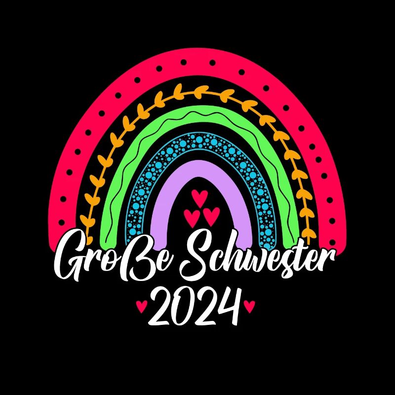 Große Schwester 2024 Boho Regenbogen Design