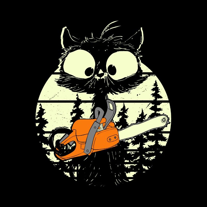 Chat avec tronçonneuse