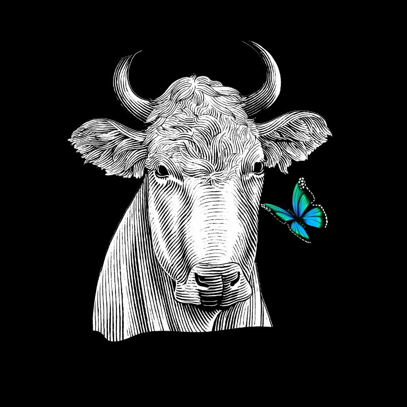 Vache avec papillon