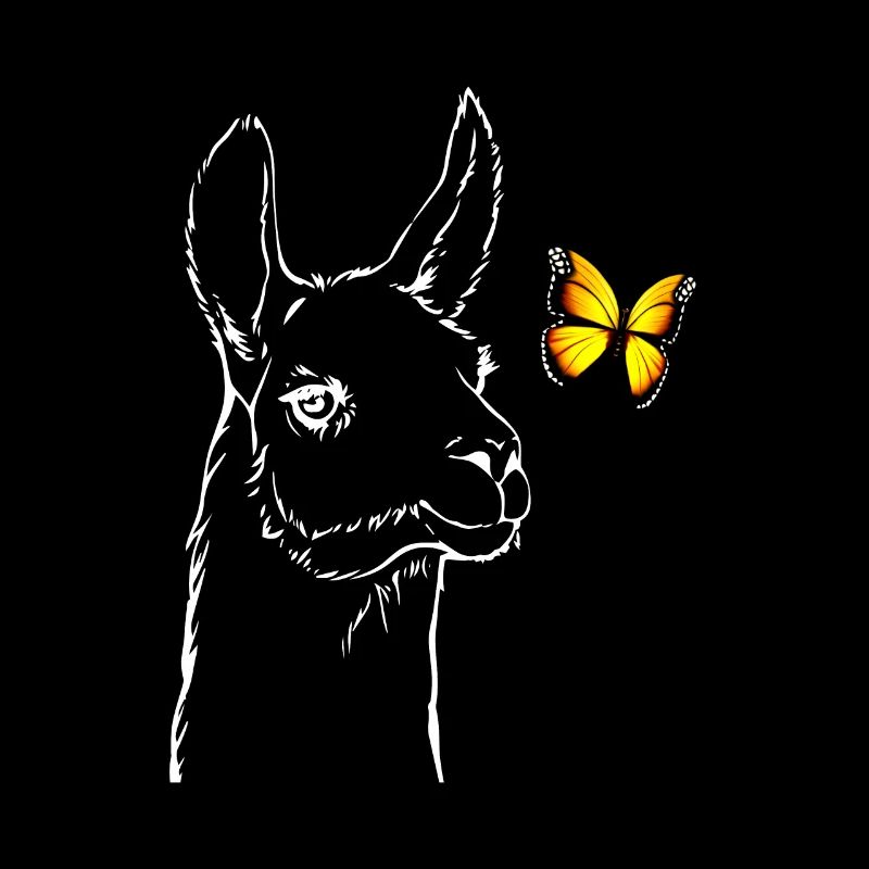 Llama mit Schmetterling