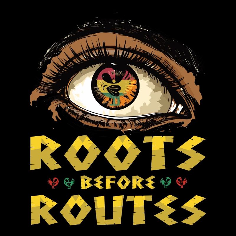 Roots Before Routes "Sankofa Eye Symbol Black
