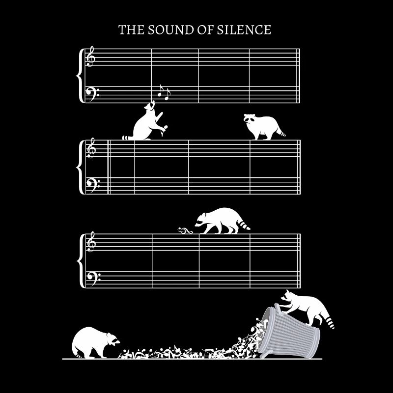 Silence partition de musique sans notes avec ratons laveurs