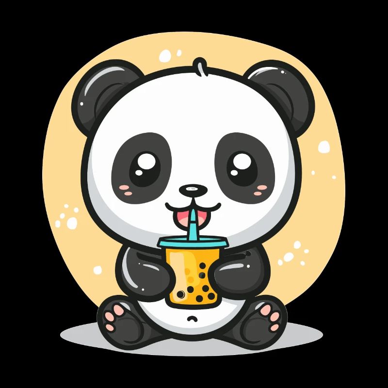 Kawaii Panda Drinking Bubble Tea Boba Anime Cute