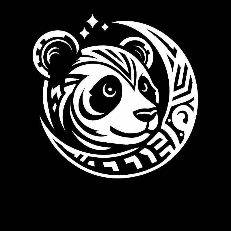 Giant Panda Panda Bear Tribal Moon Phases