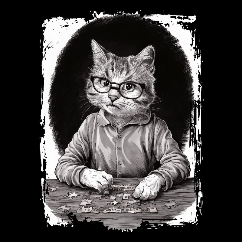 Katze spielt Puzzle Geschenk