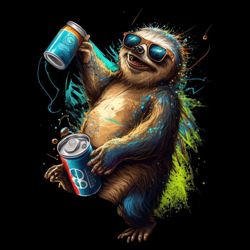 Cool funny sloth with beer