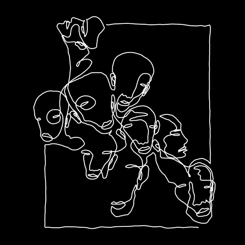 "Faces005" Oneline Premium Design White