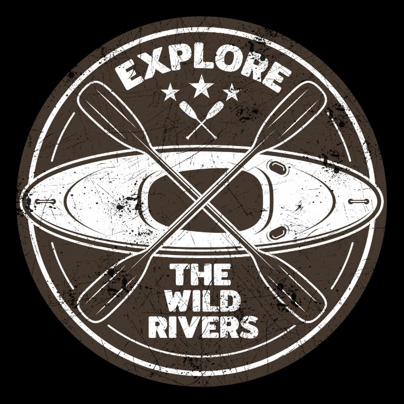 KAYAK PADDLE ROWING WILD CANOE RAFTING RIVER MOTIF