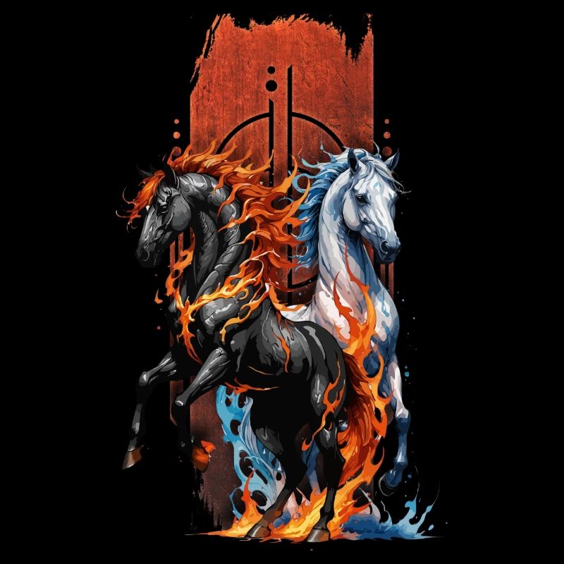 Elementares Pferd: Feuer- und Wasserpferd