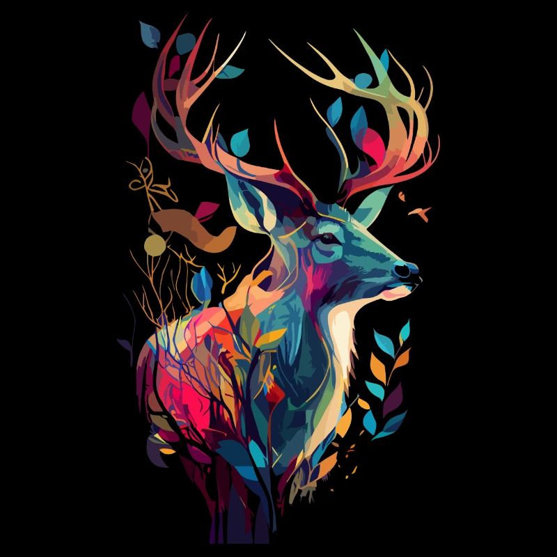 Jagd auf Hirsche bunt