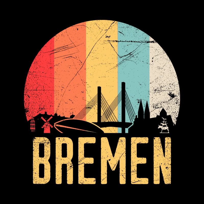 Bremen Skyline Silhouette 80s Retro Vintage