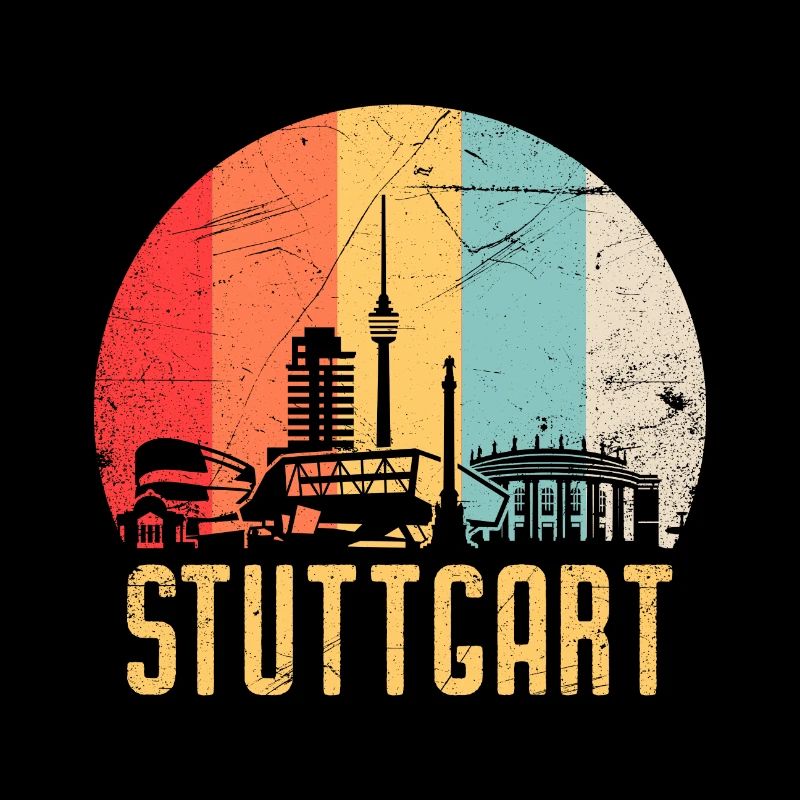 Stuttgart Skyline Silhouette 80er Retro Vintage