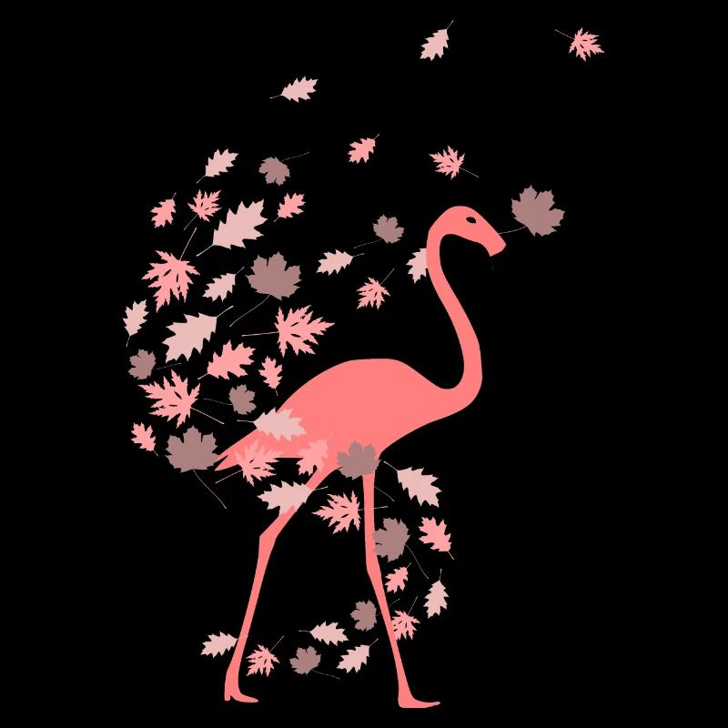 Flamingo in autumn foliage