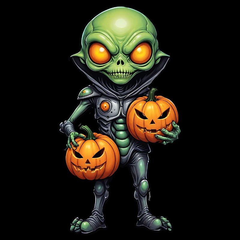 Alien avec des têtes de citrouille Halloween