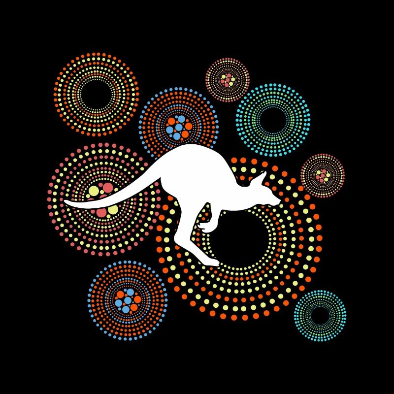 Kangaroo Aboriginal dot art style