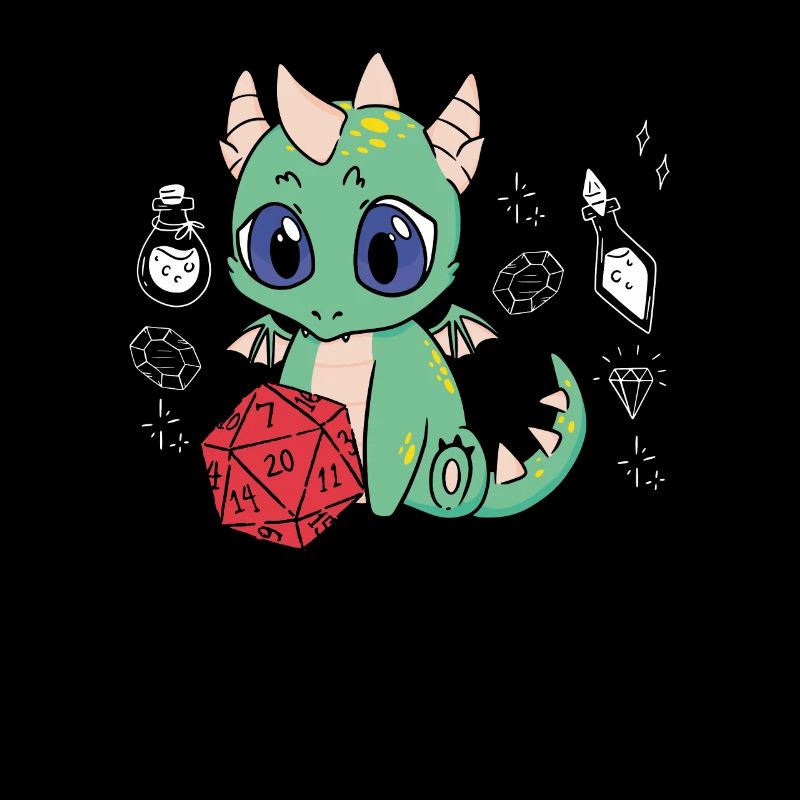 Dragon mignon avec cube fantastique