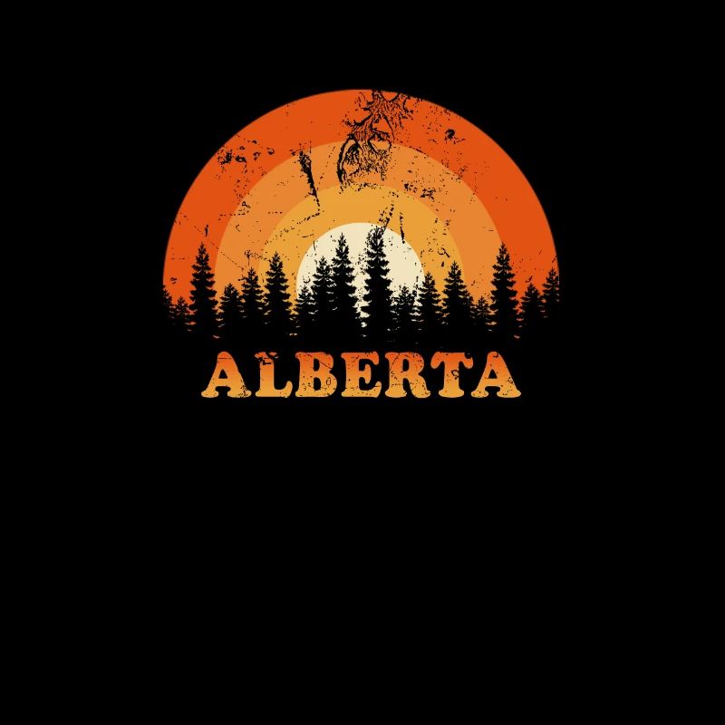 Vintage Alberta Canada Fan rétro Cool coucher de soleil