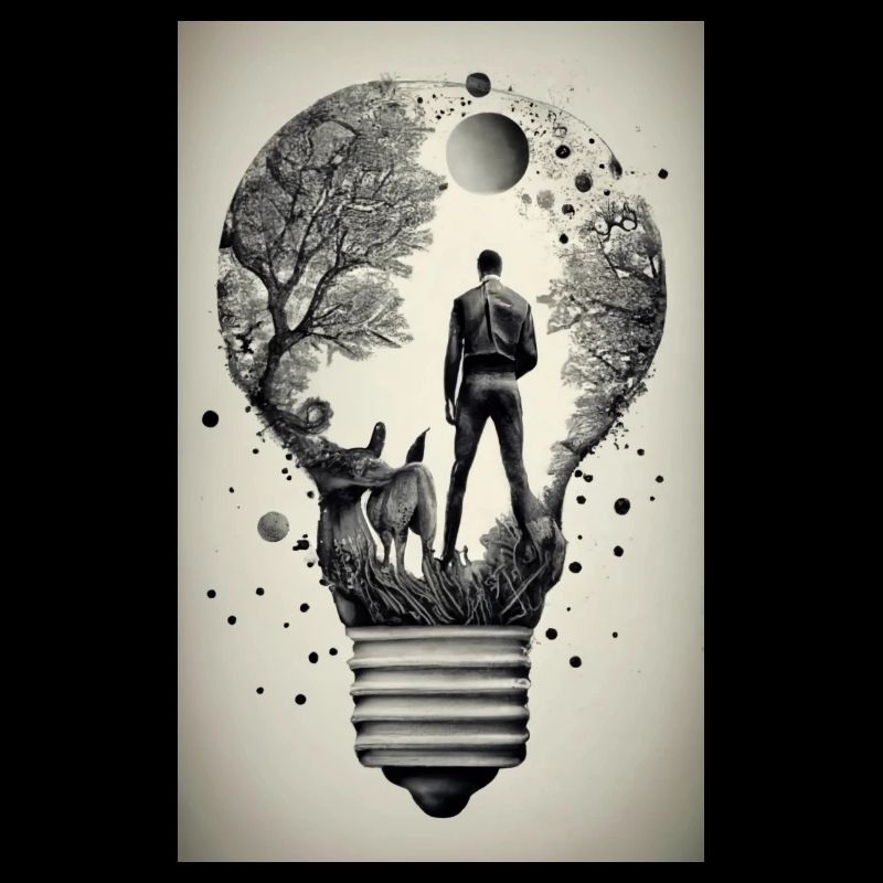 man inside a light bulb