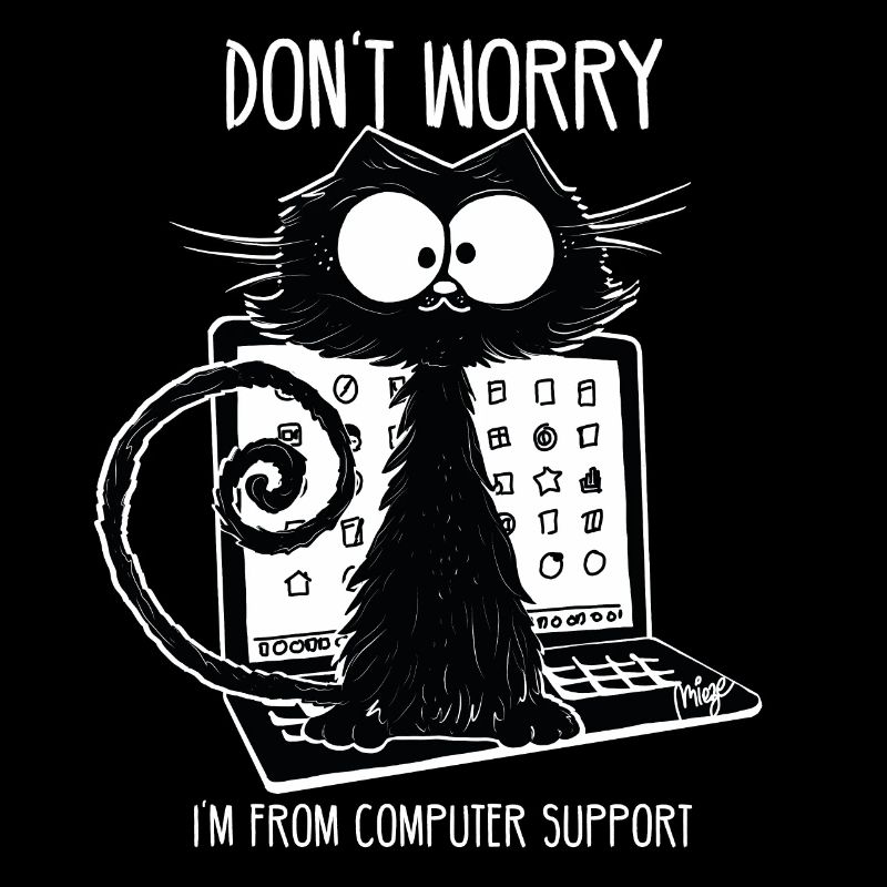 Schwarze Katze Lustiger Spruch Computer Support