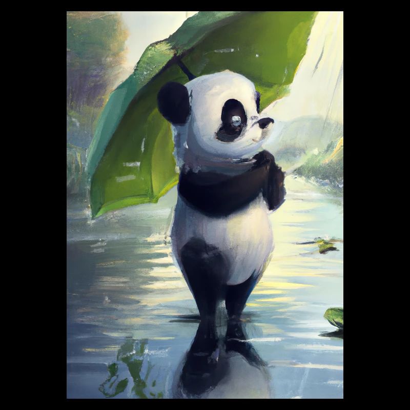 Panda mit Blattschirm