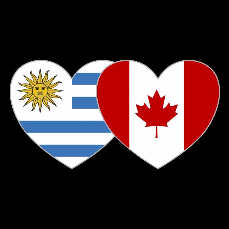 Uruguay Canada Flag Heart