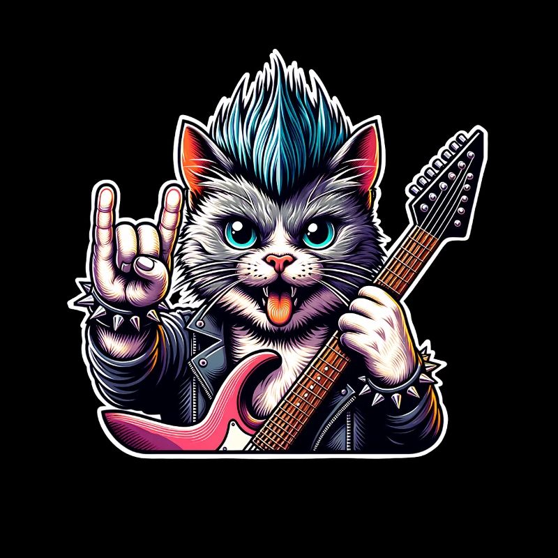Cat Rock and Roll Guitarist
