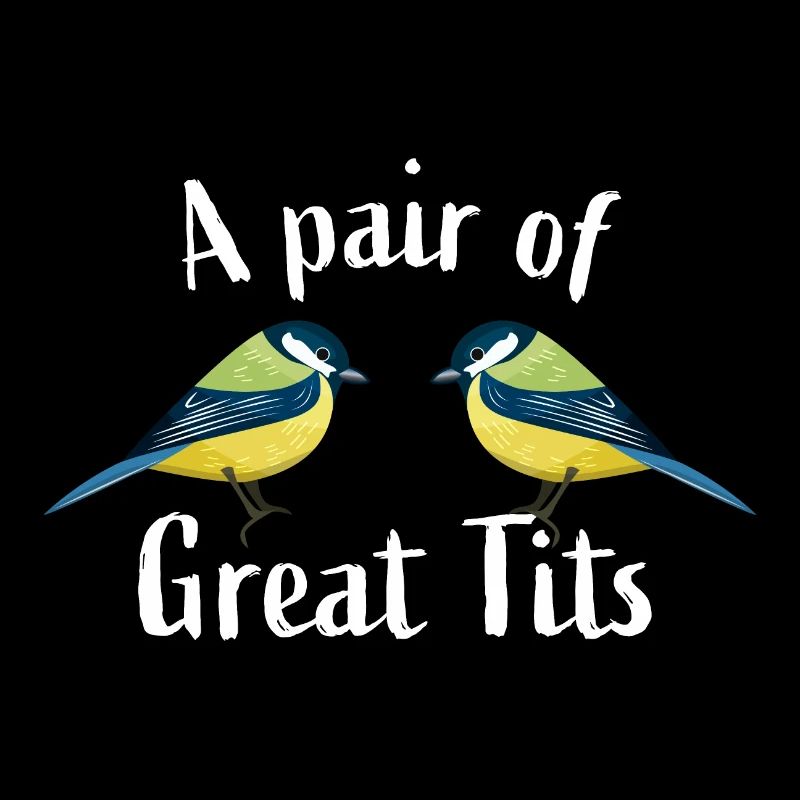 Funny tit bird, birdwatching gift | two great tits