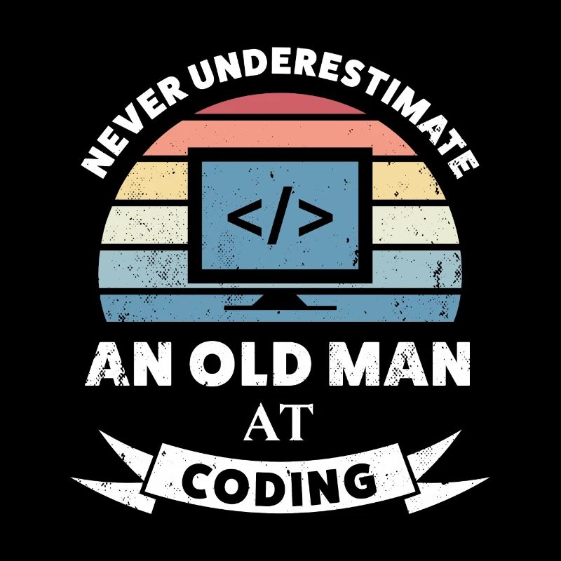 Lustiger alter Mann beim Codieren-Programmiergeschenk