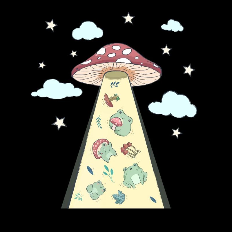 Cottagecore Aesthetic Alien UFO Kidnapping Frog
