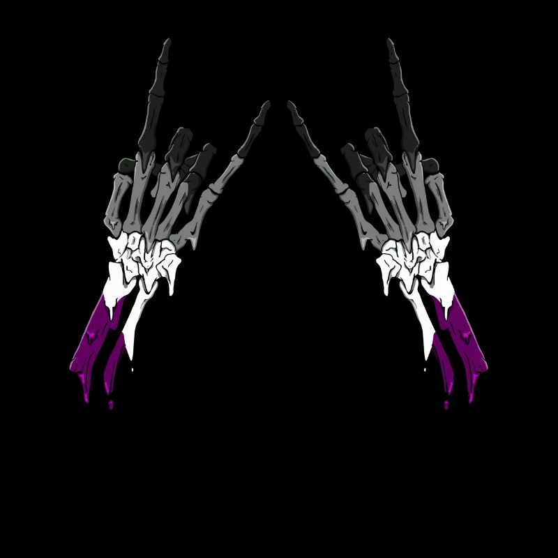 Asexual Pride Ace Flag Devil Horn Skeleton Subtle