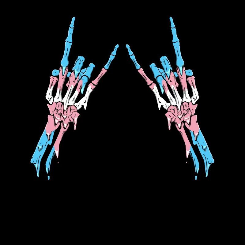 Transgender Pride Trans Flag Devil Horn Skeleton