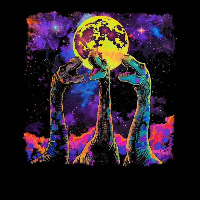 Brachiosaurus Dinosaur Howling Moon
