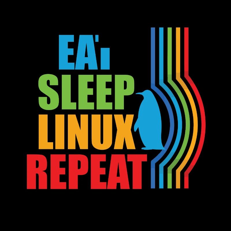 Eat Sleep Linux Repeat Retro Pinguin Nerd Geek