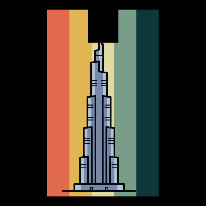 Burj Khalifa Dubai Retro VAE Emirate
