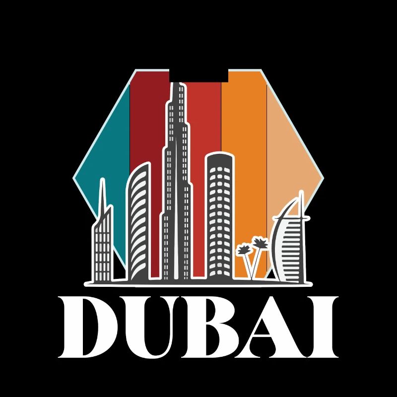 Dubai Skyline Burj Khalifa Emirates Rétro EAU