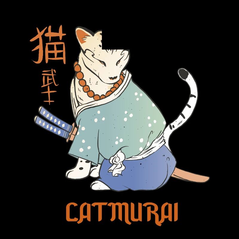 Chat Samouraï Catmurai Guerrier Japonais Drôle