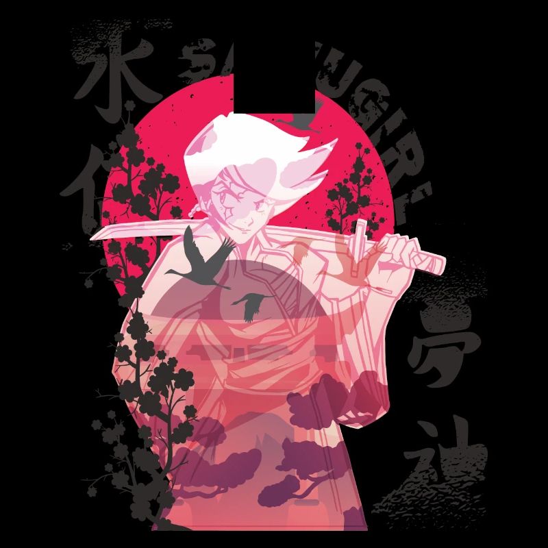 Samurai Mädchen Samugirl Japanische Blumen Krieger