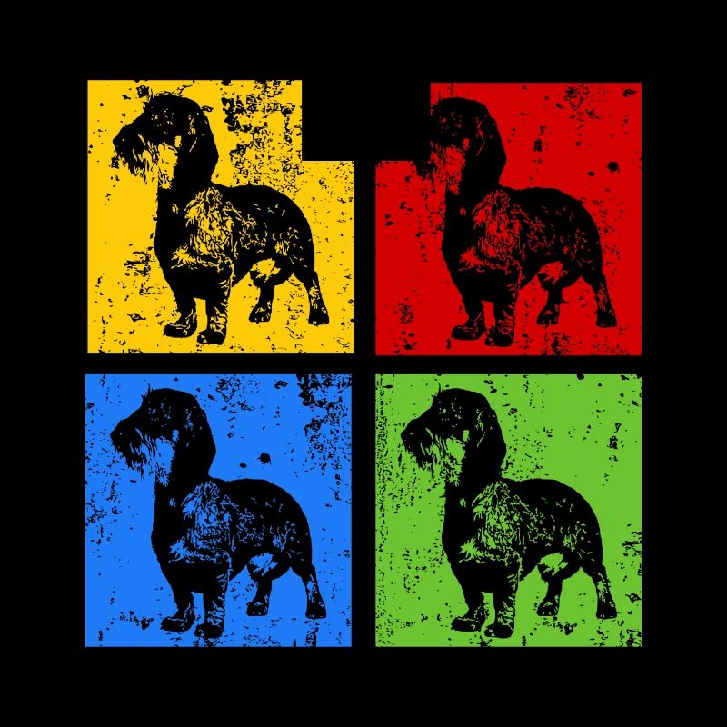 Teckel à poil dur Teckel Pop Art Style rétro Grunge