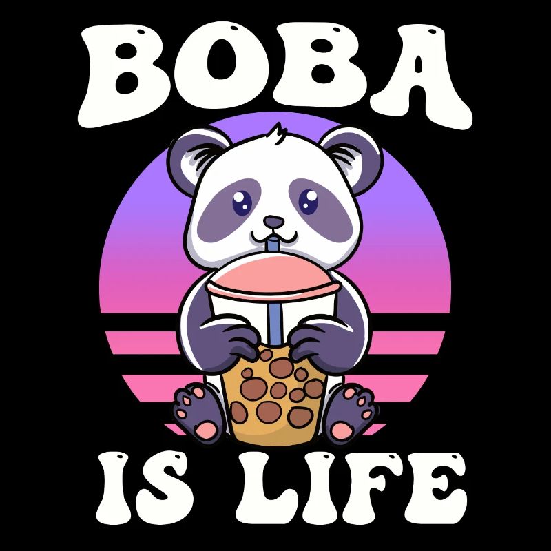 Süßer Pandabär trinkt Matcha Bubble Tea