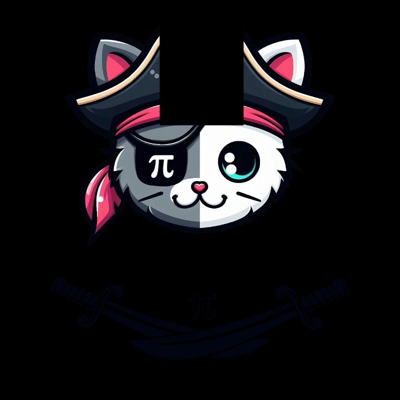 Funny Pi Day Math Science Cute Cat Pirate Women