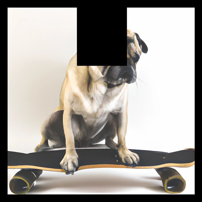 Mops auf Skateboard AICF 4