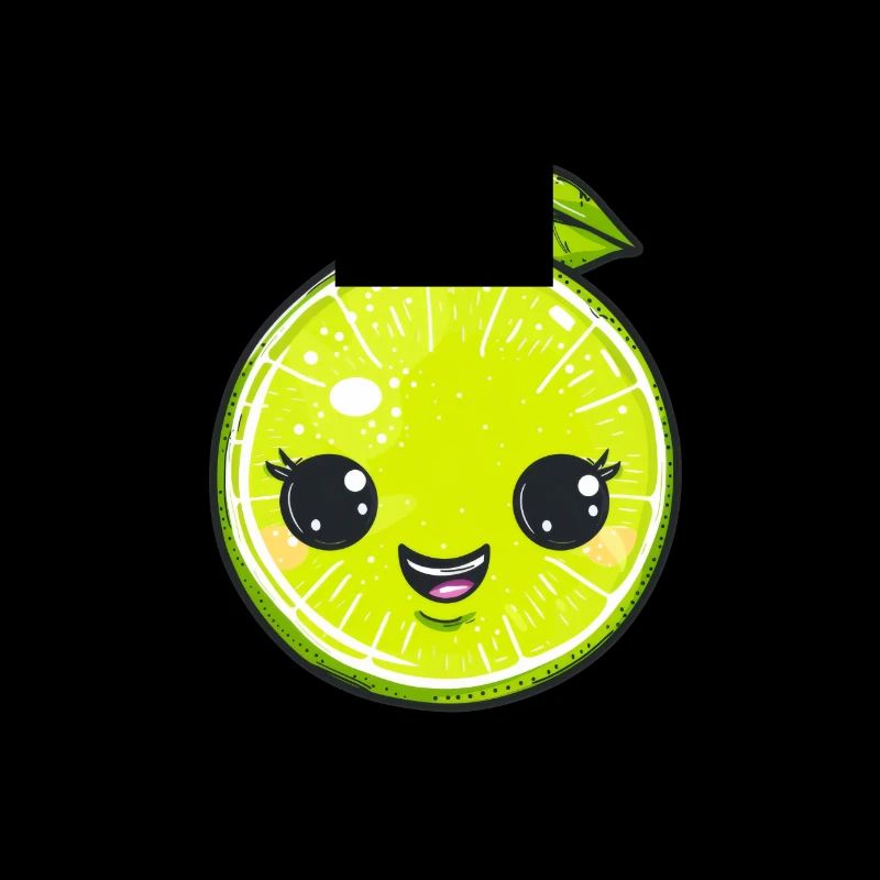 Citron vert heureux dans le style de dessin animé vert