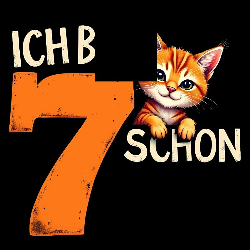 7. Geburtstag Mädchen Junge Katze Ich Bin Schon