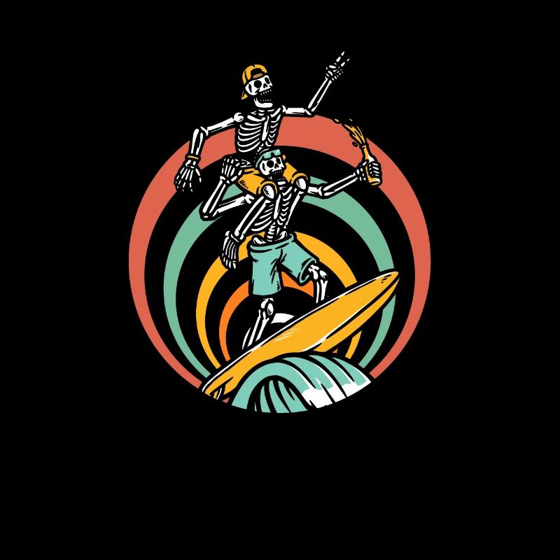 Surfer Surf Skeleton Retro Surfer Vintage Surf