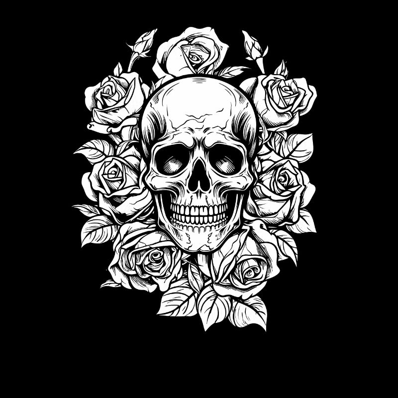 Crâne de Goth Rose rouge