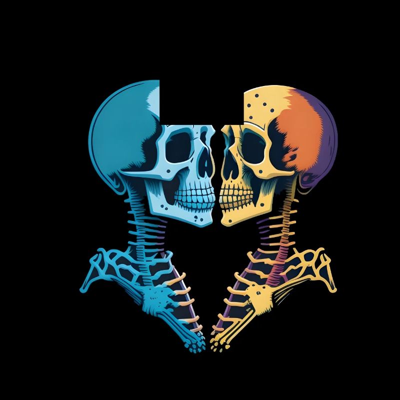 Kissing romantic skeletons