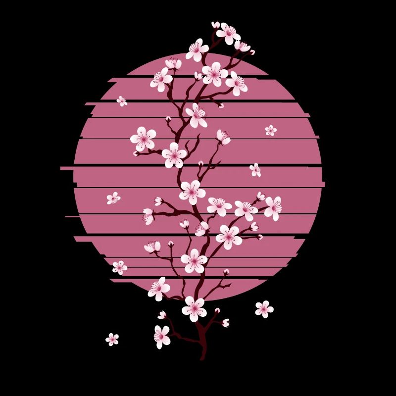 Retro Cherry Blossom Japanese Tree Sakura
