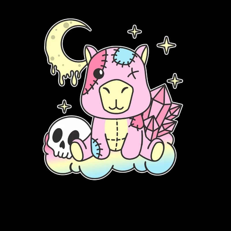Kawaii Gothic Capybara Pastellfarben Gothic Goth