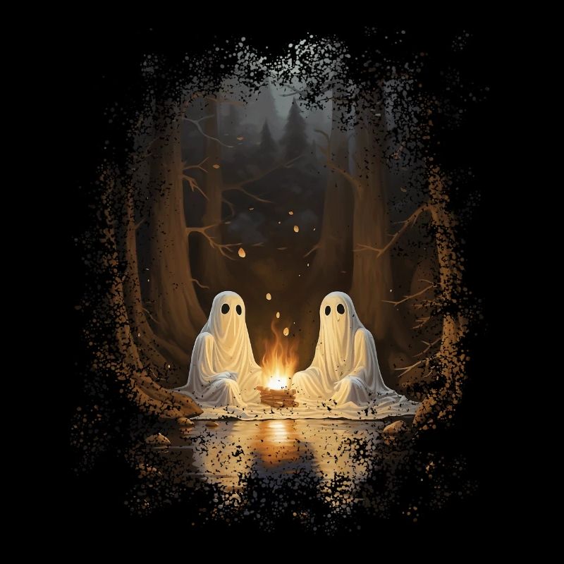 Vintage Ghost Campfire Camping Gothic Halloween