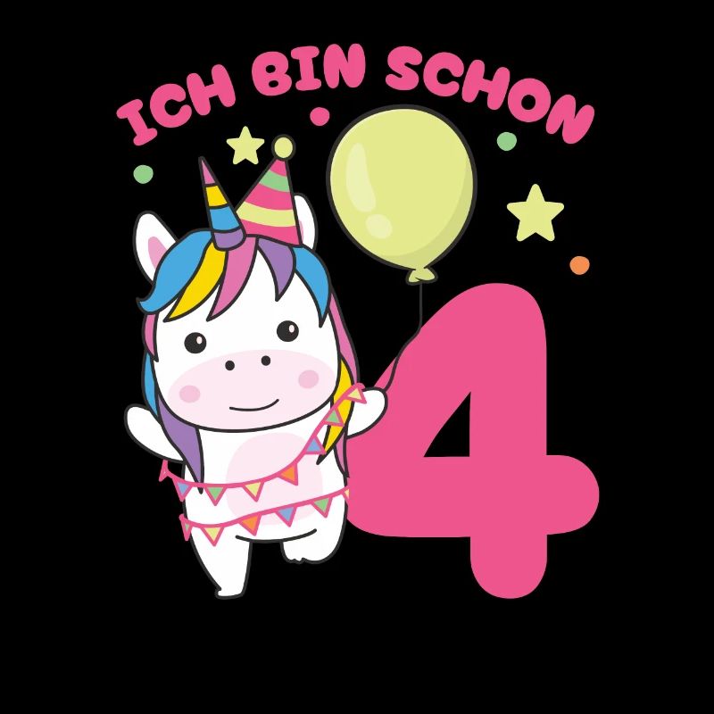 Ich bin schon 4 Einhörner Geburtstags Kinder